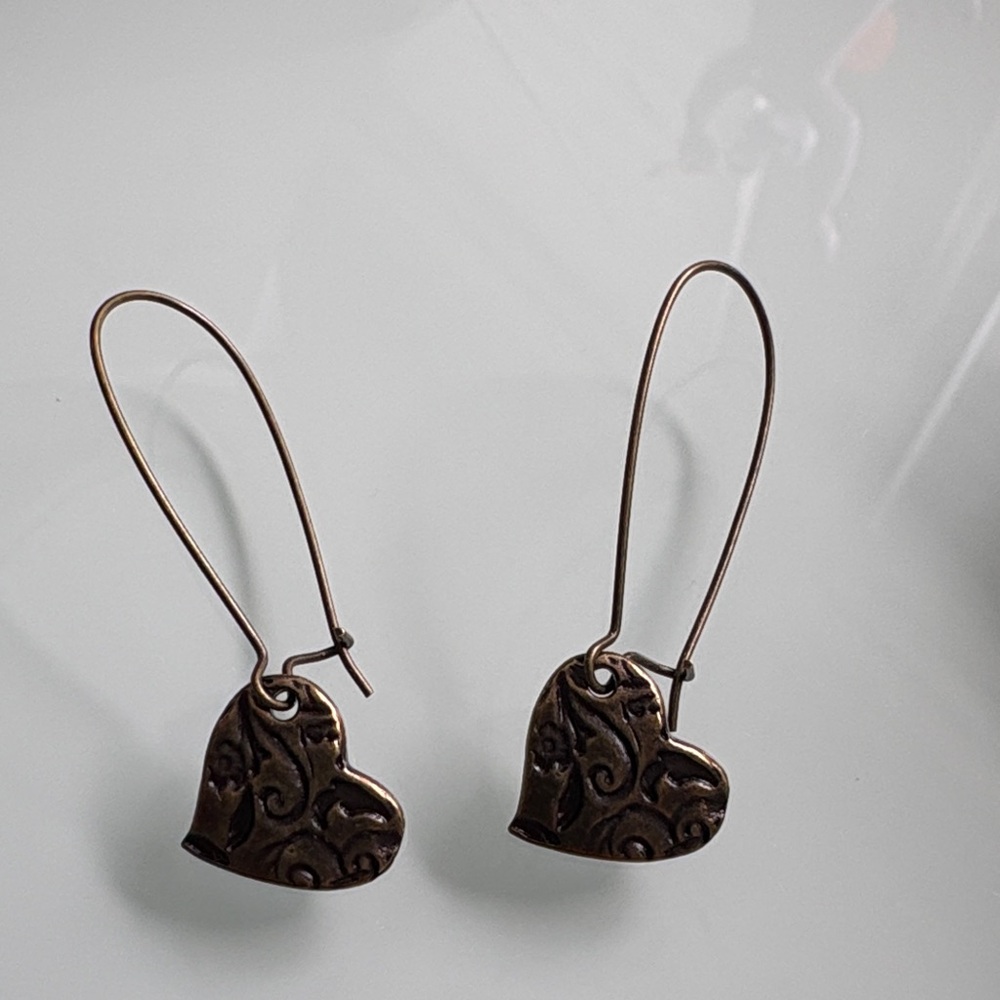 Elegant Bronze Heart Earrings